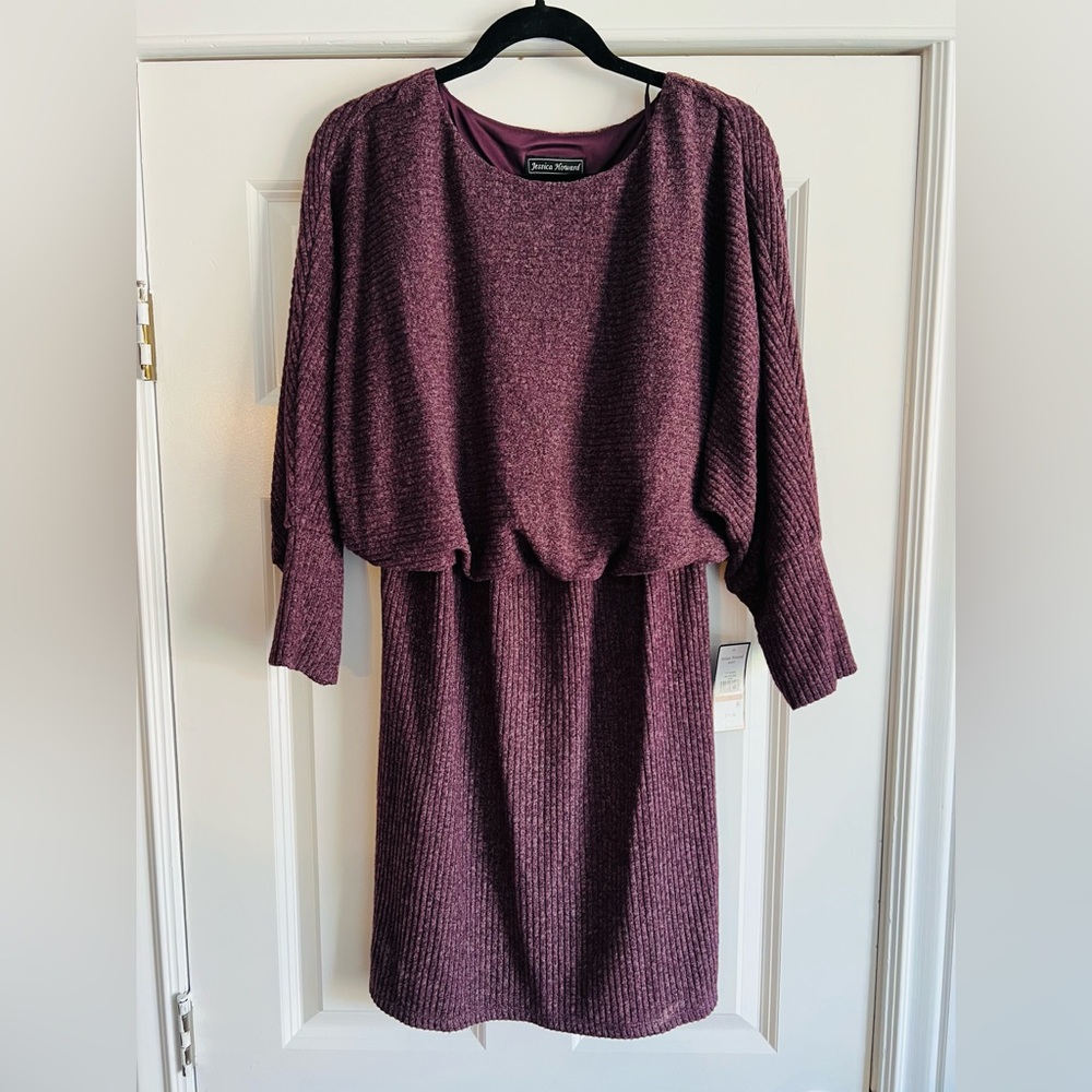 Jessica Howard Red Dolman Sleeve Sweater Dress
